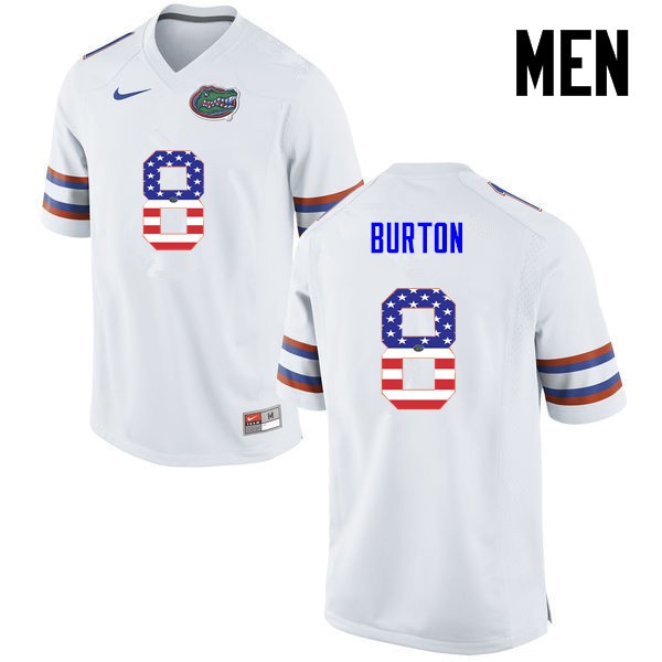 Florida Gators Men #8 Trey Burton College Football Jersey USA Flag Fashion White